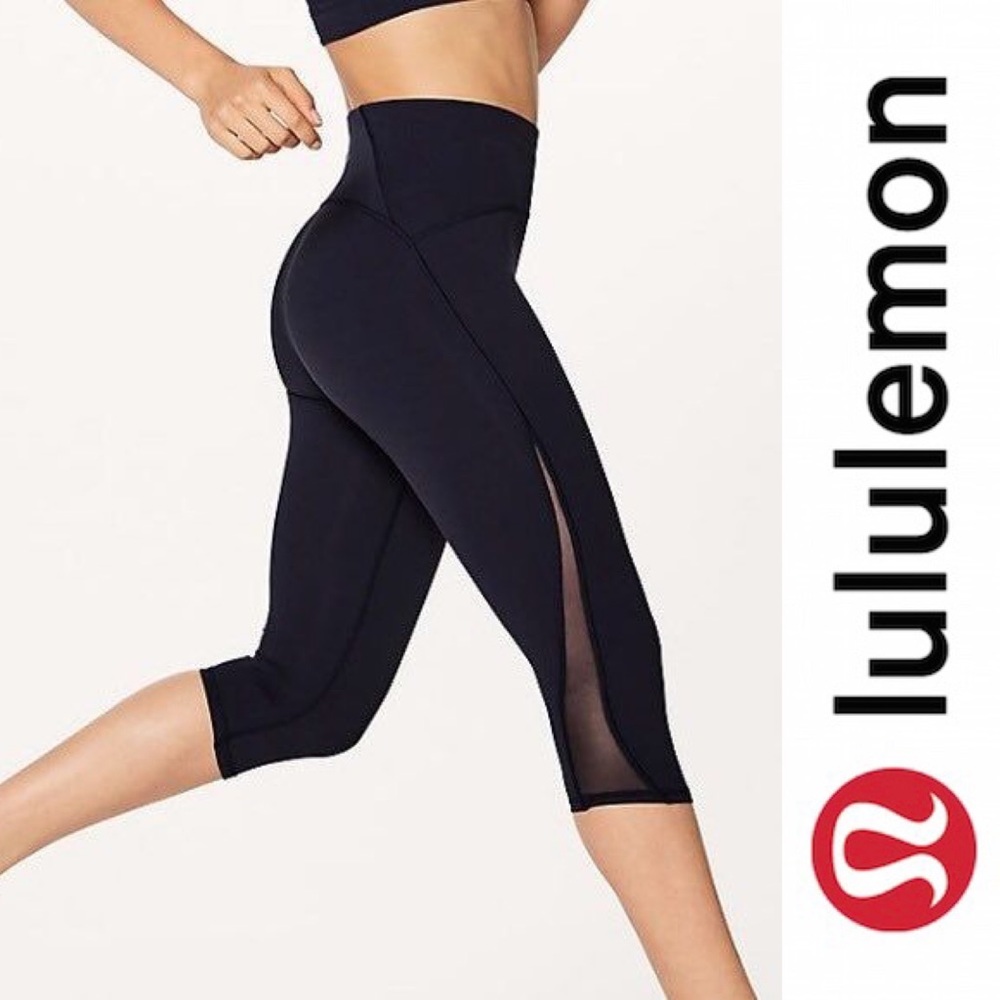 Lululemon Athletica Mesh Panel Crop Leggings Sz 4